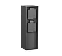 ledscom.de Presa da giardino a colonna POKU per esterni, IP44, 2 vie, plastica, antracite, angolare, 23 cm