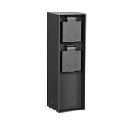 ledscom.de Presa da giardino a colonna POKU per esterni, IP44, 2 vie, plastica, nero, angolare, 23 cm