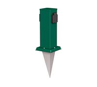 ledscom.de Presa da giardino a colonna Polly con picchetto a terra per esterni, IP44, 2-gang, verde, quadrata, 27cm