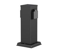 ledscom.de Presa da giardino a colonna POLLY per esterni, IP44, 2 vie, acciaio inox, nero, angolare, 27 cm