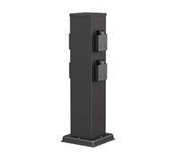 ledscom.de Presa da giardino a colonna POLLY per esterni, IP44, 4 vie, acciaio inox, nero, angolare, 40 cm