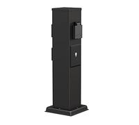 ledscom.de Presa da giardino a colonna POLLY per esterni, IP44, Smart Home, WLAN, Alexa, 3 vie, acciaio inox, nero, quadrato, 40 cm