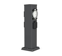 ledscom.de Presa da giardino a colonna POLLY per esterni, IP44, timer/timer, 3 vie, acciaio inox, antracite, angolare, 40 cm