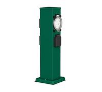 ledscom.de Presa da giardino a colonna POLLY per esterni, IP44, timer/timer, 3 vie, acciaio inox, verde, quadrata, 38 cm