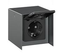 ledscom.de Presa di corrente da esterno 1-fold STEDDA, IP44, acciaio inox antracite, prese di corrente per giardino, terrazza e aree esterne