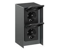 ledscom.de Presa di corrente da esterno 2 volte STEDDA, IP44, acciaio inox antracite verticale, prese per giardino, terrazza e aree esterne