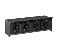 ledscom.de Presa di corrente da esterno a 4 vie STEDDA, IP44, acciaio inox antracite orizzontale, prese di corrente per giardino, terrazza e aree esterne