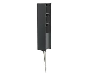 ledscom.de Presa di corrente da giardino POMI con picchetto a terra per esterni, IP44, a 3 vie, antracite, angolare, 33cm