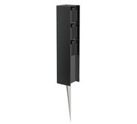 ledscom.de Presa di corrente da giardino POMI con picchetto a terra per esterni, IP44, a 3 vie, nera, quadrata, 33cm