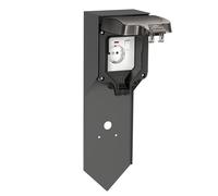 ledscom.de Presa di corrente da giardino POXO con picchetto a terra per esterni, IP65, singola, acciaio inox, antracite/nero, quadrata, 40 cm