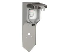 ledscom.de Presa di corrente da giardino POXO con picchetto a terra per esterni, IP65, singola, acciaio inox, acciaio inox/grigio, angolare, 40 cm