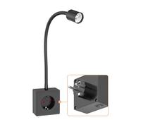 ledscom.de Presa di corrente/lampada da lettura LESCH, collo d'oca, interruttore, nero, 1x GU10 max. 10W