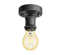 ledscom.de Presa di corrente vintage E27 RETRA, nera, rotonda, 100mm incl. lampada E27 471lm Gold Vintage bianco extra-caldo