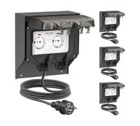 ledscom.de Presa POXO quadrupla per esterni con cavo da 2 m, IP65, doppia, acciaio inossidabile, antracite/nero, angolare, 20 cm