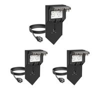 ledscom.de Colonnina con 3 prese POXO con picchetto da terra e cavo da 2 m per esterni, IP65, a 2 prese, nera, squadrata, 40 cm