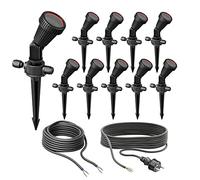 ledscom.de Set di 10 faretti da giardino con picchetto a terra PIRK con spina Schuko per uso esterno, IP44, nero, GU10 ciascuno max. 15W
