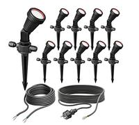 ledscom.de Set di 10 faretti da giardino con picchetto a terra PIRK per uso esterno, IP44, nero, spina, incl. GU10 LED max. 500lm ciascuno bianco caldo