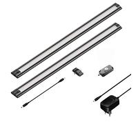 ledscom.de Set di 2 apparecchi LED sottopensile SIRIS nero opaco con rilevatore di movimento, piatto, ciascuno 50cm, ciascuno 655lm, bianco
