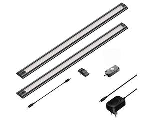ledscom.de Set di 2 apparecchi LED sottopensile SIRIS nero opaco con rilevatore di movimento, piatto, ciascuno 50cm, ciascuno 655lm, bianco