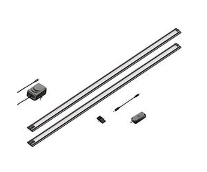 ledscom.de Set di 2 apparecchi LED sottopensile SIRIS nero opaco, con touch dimmer, piatto, ciascuno 90 cm, ciascuno 963lm, bianco caldo