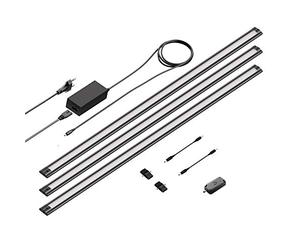 ledscom.de Set di 3 apparecchi LED sottopensile SIRIS nero opaco, con touch dimmer, piatto, ciascuno 90 cm, ciascuno 963lm, bianco caldo