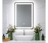 ledscom.de Specchio LED BALI con illuminazione, 50 cm x 70 cm, 1695 lm, bianco