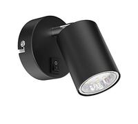 ledscom.de Spot a parete WAIKA, luce singola, con interruttore, GU10, nero opaco, incl. lampada LED GU10 (bianco, 2,076W, 206lm, 110°)