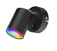 ledscom.de Spot a parete WAIKA, luce singola, con interruttore, GU10, nero opaco, incl. lampada LED Smart Home RGBW GU10, 5,41W, 473lm