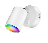 ledscom.de Spot a parete WAIKA, monolampada, con interruttore, GU10, bianco opaco, incl. Smart Home RGBW GU10 LED, 5,41W, 473lm