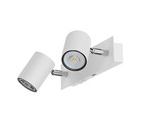 ledscom.de Spot da parete WAIKA, a due luci, con interruttore, bianco opaco, incl. lampade GU10 LED ciascuna 510lm bianco caldo
