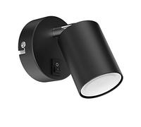 ledscom.de Spot da parete WAIKA, monolampada, con interruttore, GU10, nero opaco, incl. lampada LED GU10 630lm, bianco