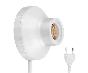 ledscom.de Supporto per applique/lampada ELEKTRA, spina, interruttore, porcellana, bianco lucido, rotondo, 1x E27 max. 300W