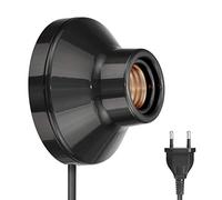 ledscom.de Supporto per applique/lampada ELEKTRA, spina, interruttore, porcellana, nero lucido, rotondo, 1x E27 max. 300W