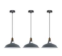 LEDSone 3pcs Vintage Retro Lampadario a Industriale Plafoniera E27 Paralume in metallo LED Lampada Loft (Grigio)