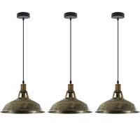 LEDSone 3pcs Vintage Retro Lampadario a Industriale Plafoniera E27 Paralume in metallo LED Lampada Loft (Ottone spazzolato)