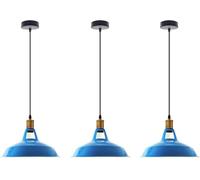 LEDSone 3pcs Vintage Retro Lampadario a Industriale Plafoniera E27 Paralume in metallo LED Lampada Loft (Blu)
