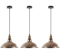 LEDSone 3pcs Vintage Retro Lampadario a Industriale Plafoniera E27 Paralume in metallo LED Lampada Loft (Rame spazzolato + Lampadina)