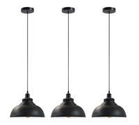LEDSone 3pcs Vintage Retro Lampadario a Industriale Plafoniera E27 Paralume in metallo Sospensione LED Lampada Loft Sospensione (Nero interno Bianco)
