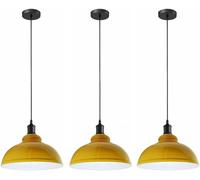 LEDSone 3pcs Vintage Retro Lampadario a Industriale Plafoniera E27 Paralume in metallo Sospensione LED Lampada Loft Sospensione (Giallo)