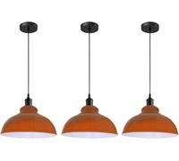 LEDSone 3pcs Vintage Retro Lampadario a Industriale Plafoniera E27 Paralume in metallo Sospensione LED Lampada Loft Sospensione (Arancione + Lampadina)