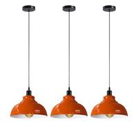 LEDSone 3pcs Vintage Retro Lampadario a Industriale Plafoniera E27 Paralume in metallo Sospensione LED Lampada Loft Sospensione (Arancione)