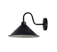 LEDSone Applique da parete vintage nero E27, attacco a vite industriale a parete, con collo di cigno, a forma di cono, applique da parete per decorazione domestica, illuminazione interna