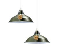 LEDSone Confezione da 2 lampade in metallo retrò moderne da 30 cm, paralumi facili da montare per lampade a sospensione industriali vintage, cucina, bagno, lampada a sospensione antica (Ottone Verde)