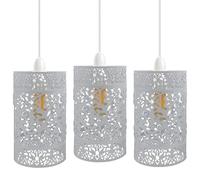 LEDSone Confezione da 3 paralumi in stile retrò, E27, in metallo bianco, larghezza 13,5 cm, stile industriale, facile da montare, con piastra riduttore, per sala da pranzo, cucina, camera da letto