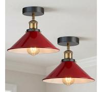 LEDSone Easy Fit Retro 36 cm paralume a sospensione a sospensione (rosso - confezione da 2)
