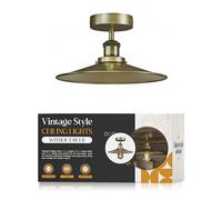 LEDSone Illuminazione industriale vintage da soffitto, montaggio semi-incasso, lampada da soffitto in metallo, forma piatta, downlight, attacco E27 ottone verde)