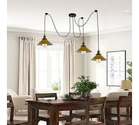 LEDSone Lampada a ragno a 3 teste moderne grandi intrecciate a ragno, gruppi di ombrelli conici gialli sospesi, illuminazione a soffitto