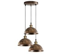 LEDSone Lampada a sospensione 3 luci lampada da soffitto vintage E27 paralume in metallo 21cm per soggiorno, sala da pranzo (Rame spazzolato)