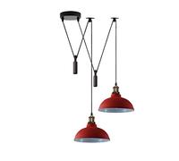 LEDSone Lampada a sospensione a forma di ragno a 2 teste, paralume in metallo da 29 cm, cavo regolabile da 195 cm, lampadina Edison vintage da 60 W E27 (Rosso opaco)