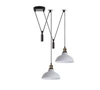 LEDSone Lampada a sospensione a forma di ragno a 2 teste, paralume in metallo da 29 cm, cavo regolabile da 195 cm, lampadina Edison vintage da 60 W E27 (Bianco)